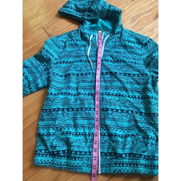 Zine women's teal athletic aztec full zip hooded windbreaker jacket size large - Picture 6 of 8